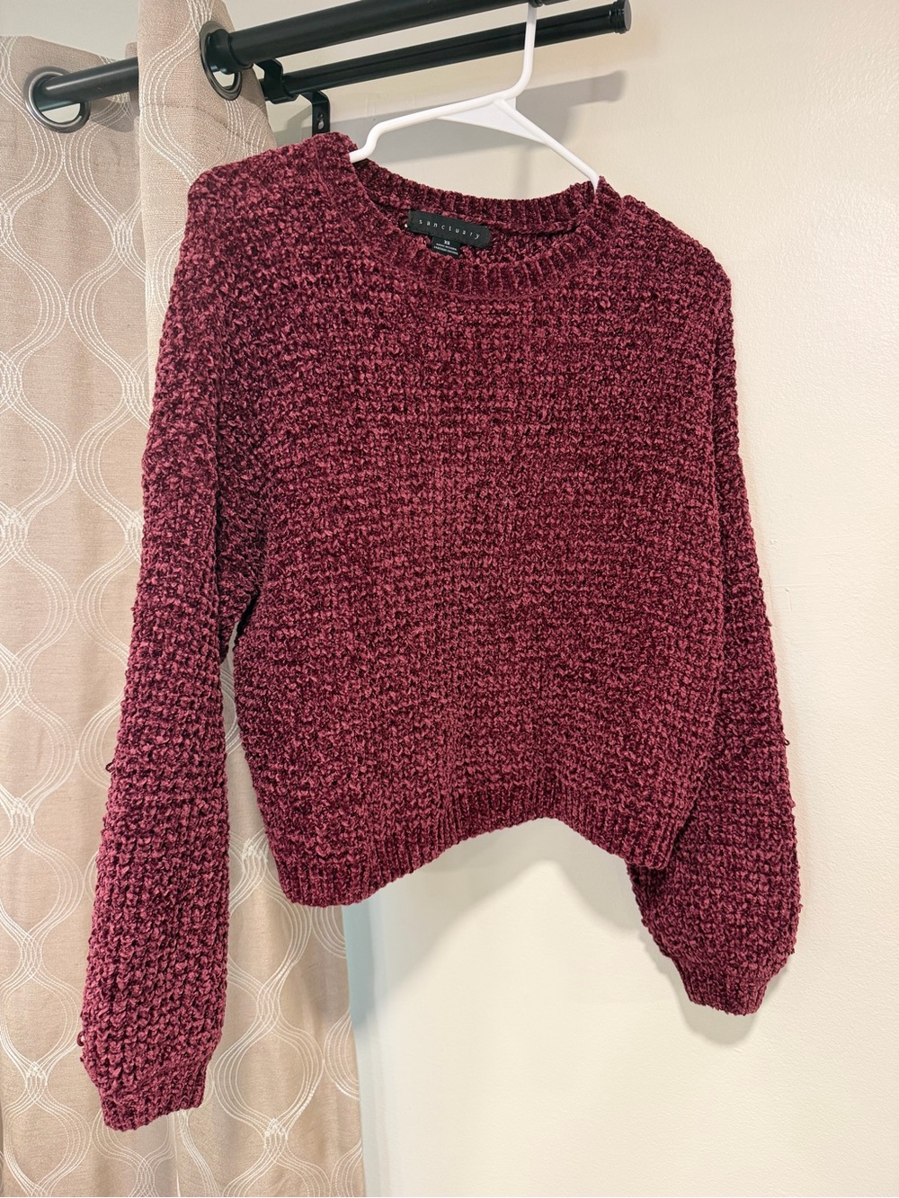 Sanctuary Maroon Textured Crewneck Sweater